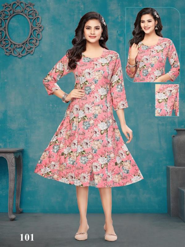 CHERRY REYON FOIL PRINT Kurti Wholesale catalog
