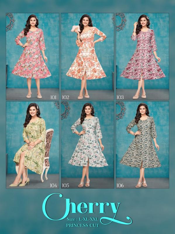 CHERRY REYON FOIL PRINT Kurti Wholesale catalog
