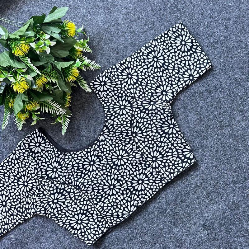 Cotton AjrakhPrint BoatNeck Neck Blouse