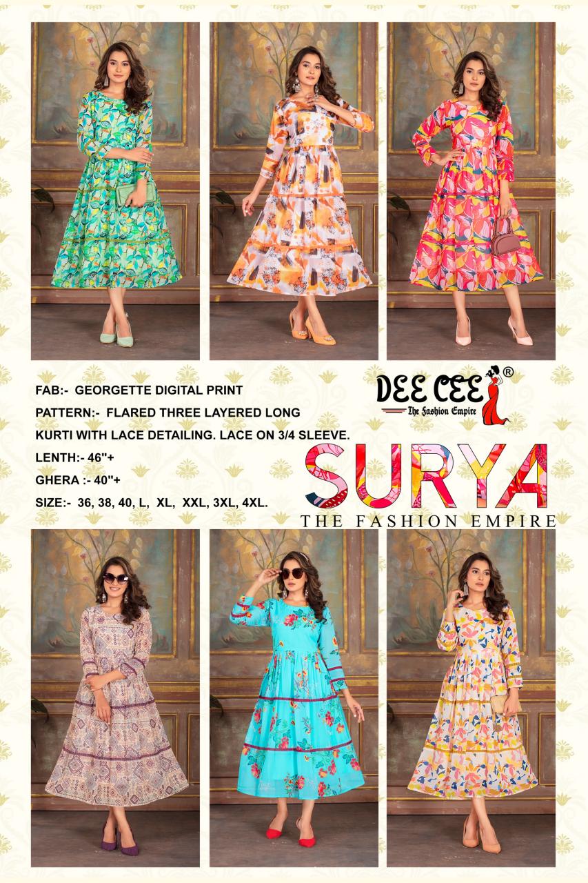 Deecee Surya Long Kurti Wholesale Catalog