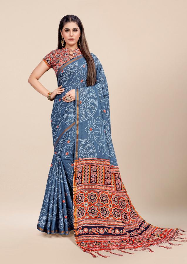 Df Bandhani Cotton Printed Saree Wholesale Catalog