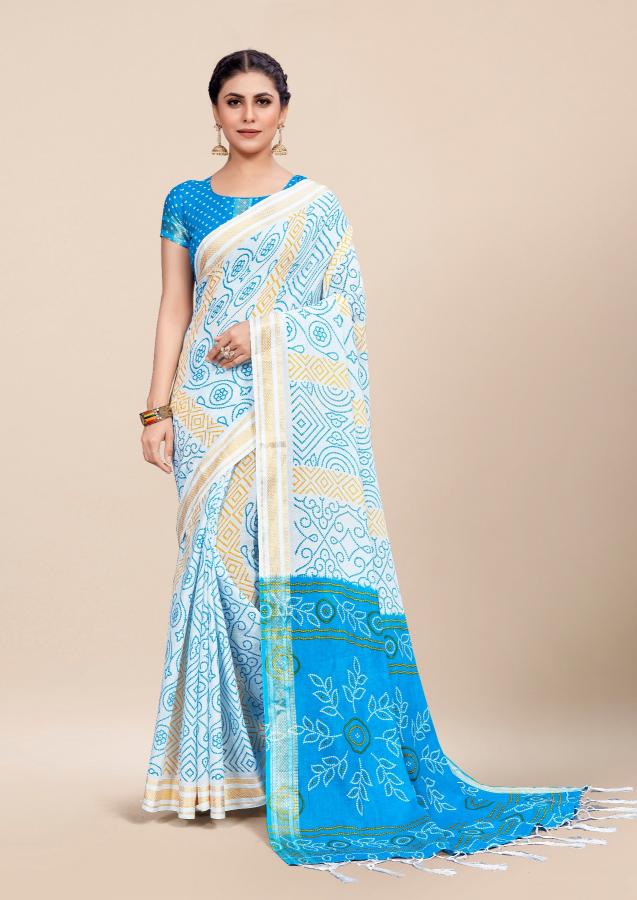 Df Bandhani Cotton Printed Saree Wholesale Catalog