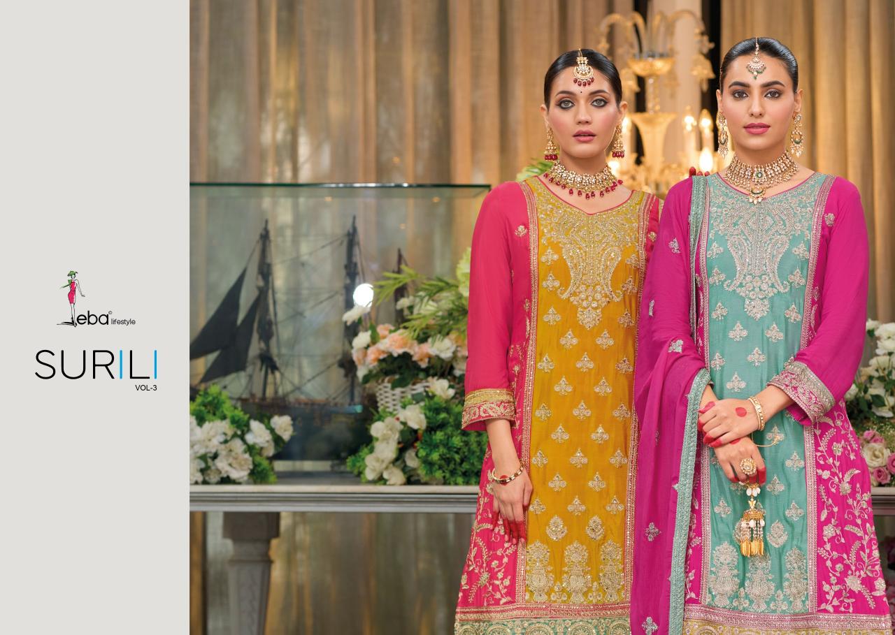 Eba Surili Vol 3 Chinon Designer Ready Made Salwar Kameez Wholesale Catalog