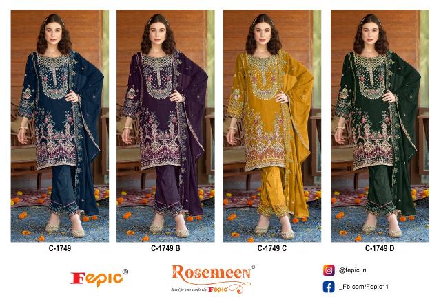 FEPIC ROSEMEEN C 1749 Georgette Embroidered Salwar Kameez Wholesale Catalog