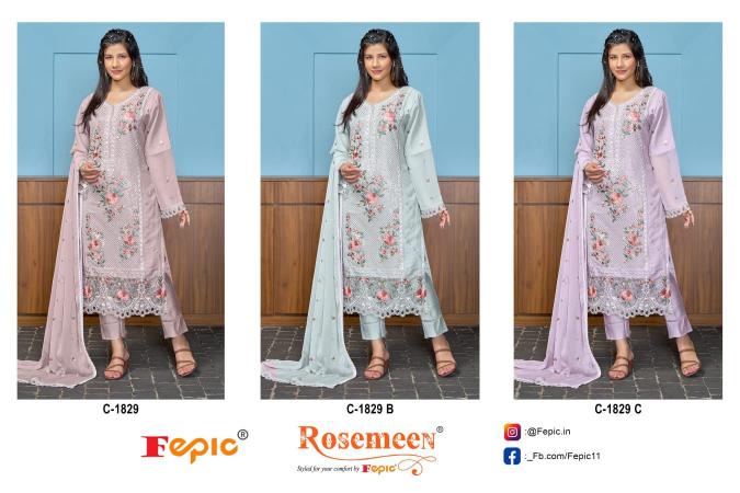 FEPIC ROSEMEEN C 1829 Embroidered Pakistani Suit Wholesale Catalog
