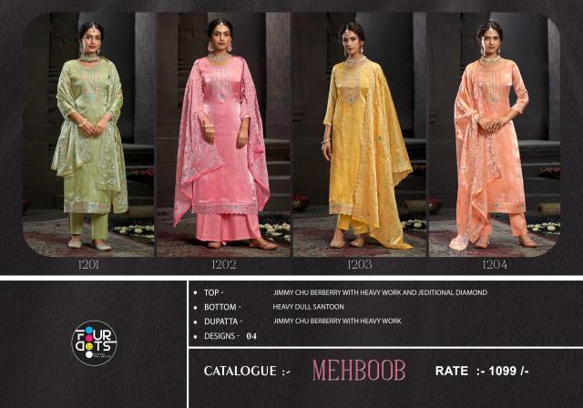 Four Dots Mehboob Designer Dress Material Wholesale Catalog