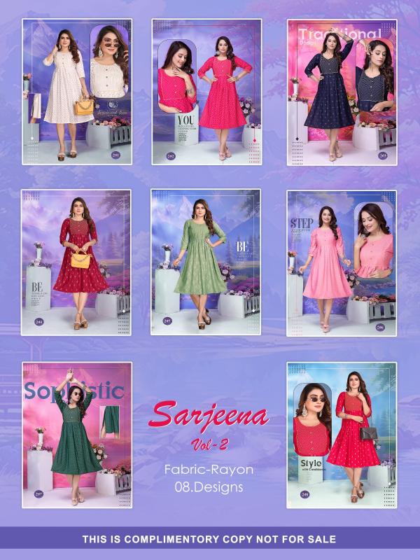 GOLDEN SARJEENA VOL.2 Rayon Kurti Wholesale catalog