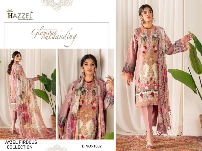 Hazzel Ayzel Firdous Cotton Dupatta Pakistani Suits Wholesale Catalog