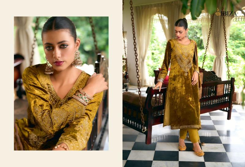 IBIZA Korgen velvet salwar kameez Wholesale Catalog