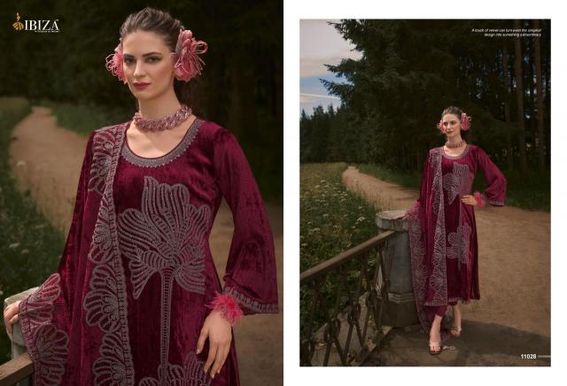 IBIZA Makhmal Edit Velvet Designer Emboridery Work Salwar Suits Wholesale Catalog