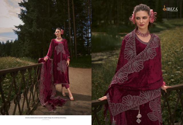 IBIZA Makhmal Edit Velvet Designer Emboridery Work Salwar Suits Wholesale Catalog
