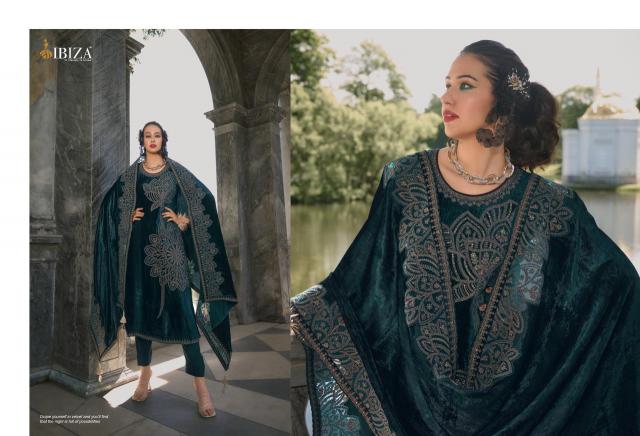 IBIZA Makhmal Edit Velvet Designer Emboridery Work Salwar Suits Wholesale Catalog