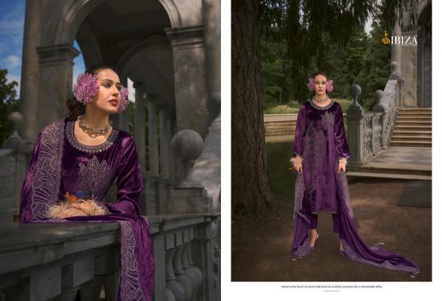 IBIZA Makhmal Edit Velvet Designer Emboridery Work Salwar Suits Wholesale Catalog