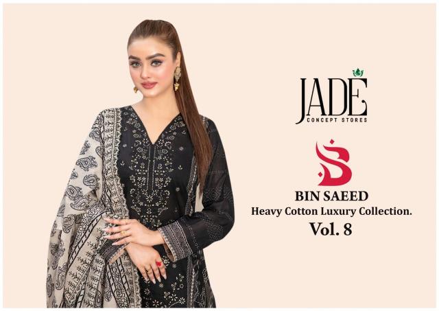 Jade Bin Saeed Vol 8 Heavy Cotton Luxury Dress Material Wholesale Catalog