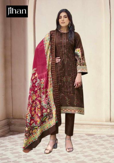 Jihan 3428 Chiffon Dupatta Pakistani Suit Wholesale Catalog