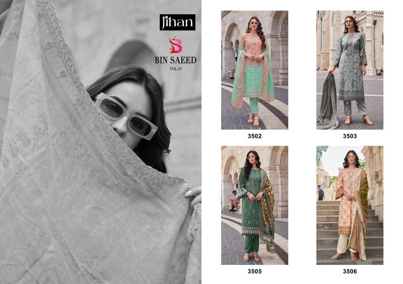Jihan Bin Saeed Vol 13 Lawn Printed Pakistani Suits Wholesale Catalog