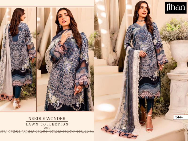 Jihan Needle Wonder Vol 3 Chiffon Dupatta Pakistani Suits Wholesale Catalog