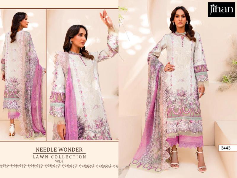Jihan Needle Wonder Vol 3 Chiffon Dupatta Pakistani Suits Wholesale Catalog