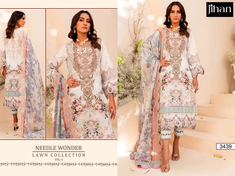 Jihan Needle Wonder Vol 3 Chiffon Dupatta Pakistani Suits Wholesale Catalog