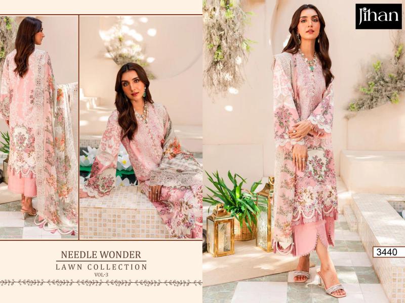 Jihan Needle Wonder Vol 3 Chiffon Dupatta Pakistani Suits Wholesale Catalog