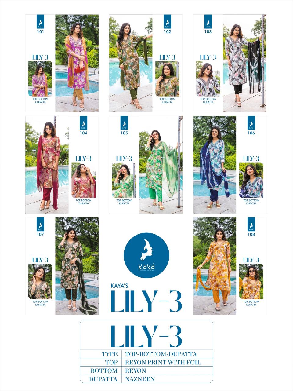 Kaya Lily Vol 3 Kurti Material Online India Wholesale Catalog