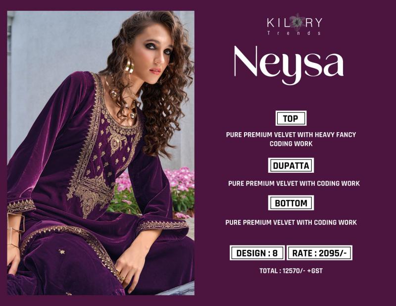KILORY Neysa Velvet Salwar Kameez Wholesale Catalog