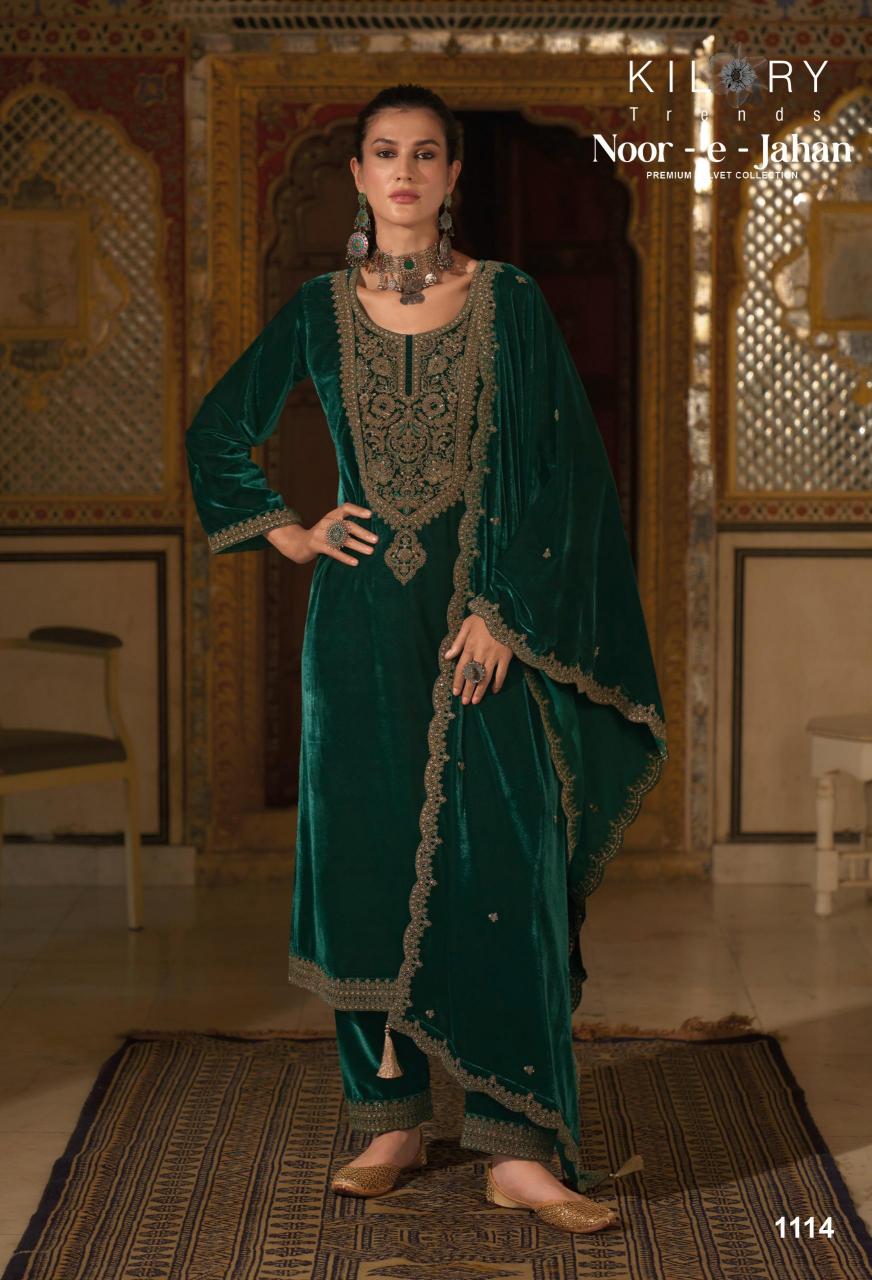 KILORY Noor-e-jahan Velevt with Embroidery Salwar Kameez Wholesale catalog