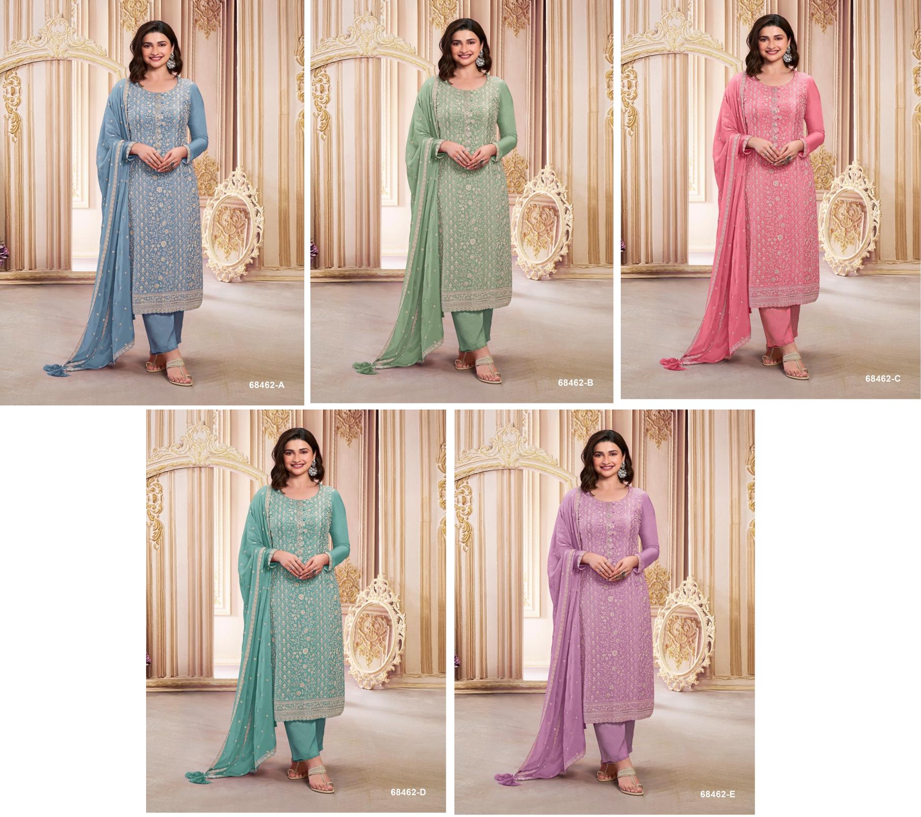 Kuleesh 68462 Designer Georgette Salwar Suit Wholesale Catalog