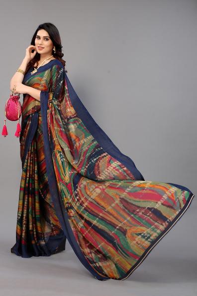 Mahek 155 Casual Printed Chiffon Saree Wholesale Catalog
