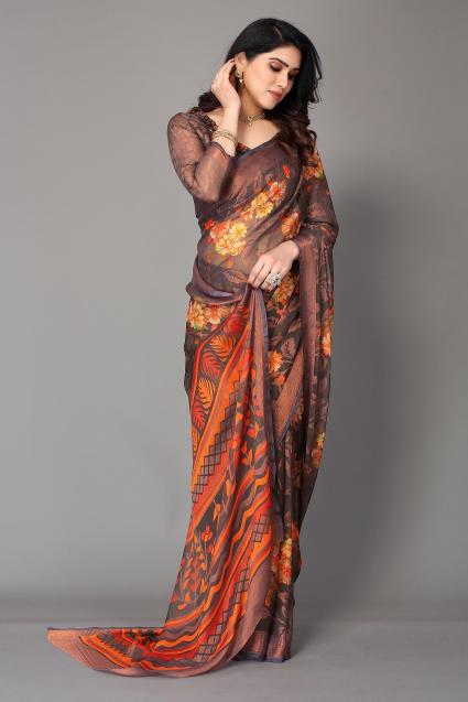 Mahek 162 Printed Chiffon Brasso Saree Wholesale Catalog