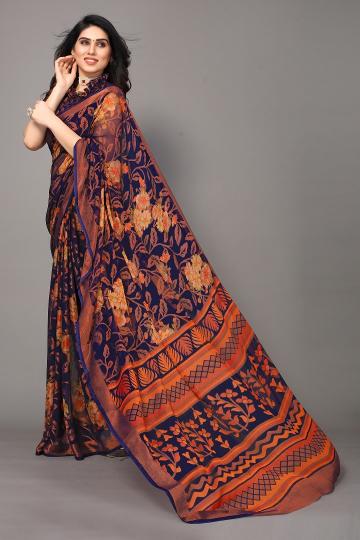 Mahek 162 Printed Chiffon Brasso Saree Wholesale Catalog