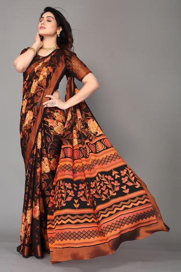 Mahek 162 Printed Chiffon Brasso Saree Wholesale Catalog