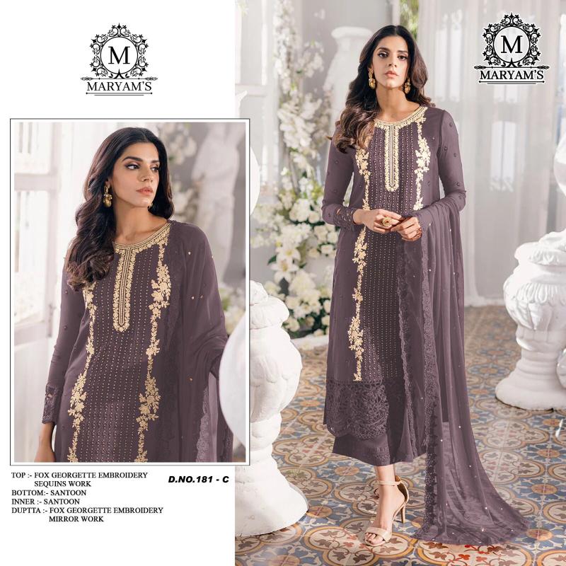 Maryams 181 Georgette Salwar Kameez Wholesale Catalog