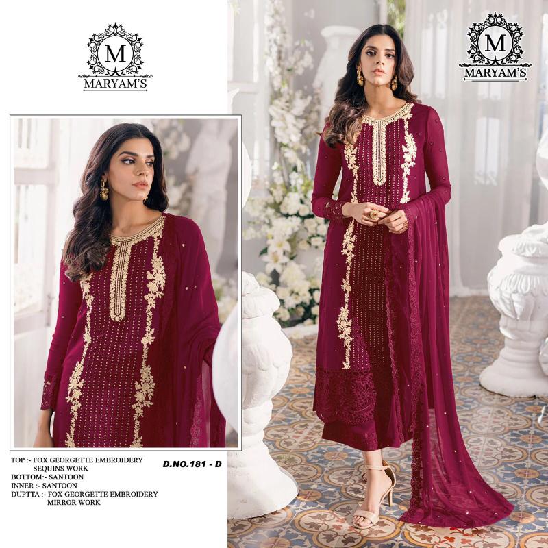 Maryams 181 Georgette Salwar Kameez Wholesale Catalog
