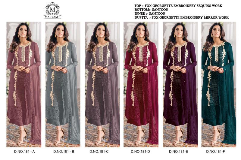 Maryams 181 Georgette Salwar Kameez Wholesale Catalog