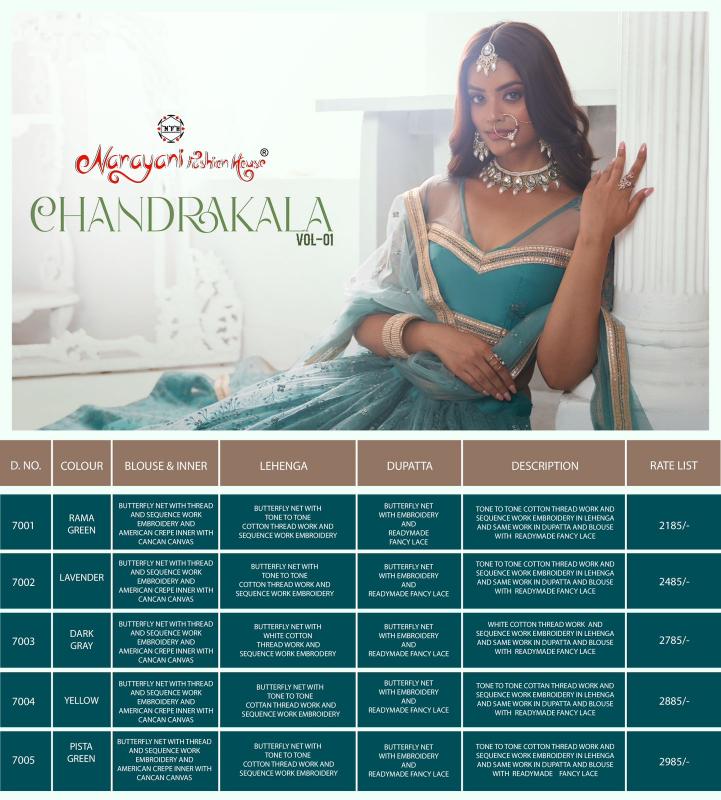 Narayani Fashion House Chandrakala Vol -1 New Lehenga Wholesale Catalog