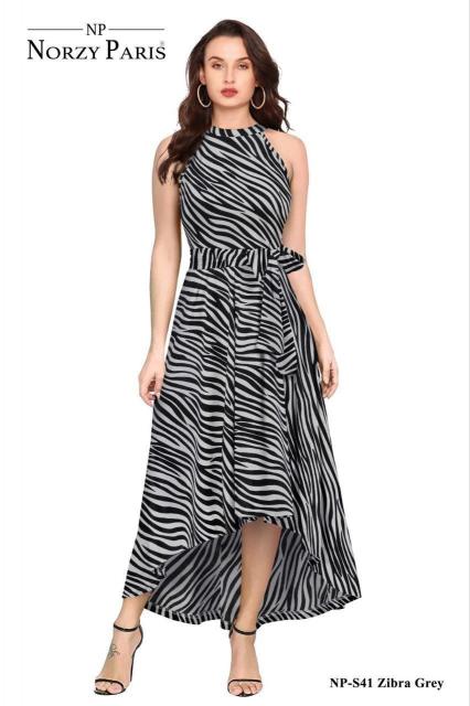 Norzy Paris NP S41 Zibra Grey, S47 Zibra White, S47 Zibra Chiku Western Dress Wholesale catalog