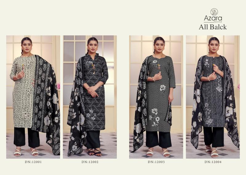 Radhika Azara All Black Cotton Dress Material Wholesale Catalog