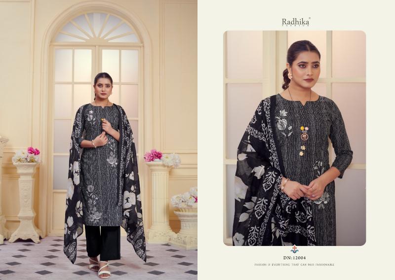 Radhika Azara All Black Cotton Dress Material Wholesale Catalog