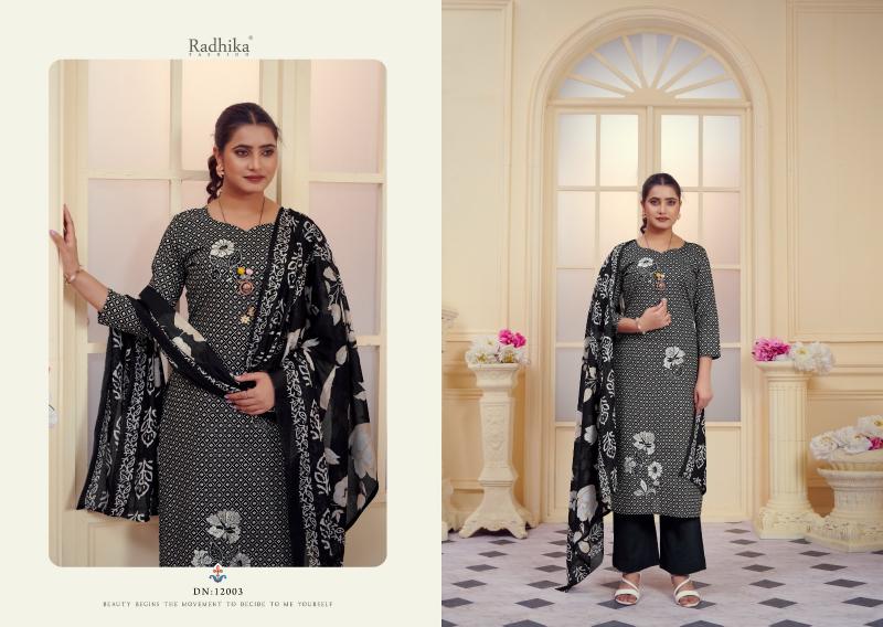 Radhika Azara All Black Cotton Dress Material Wholesale Catalog
