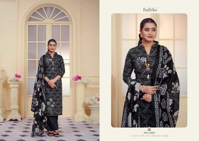 Radhika Azara All Black Cotton Dress Material Wholesale Catalog