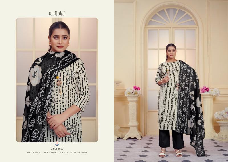 Radhika Azara All Black Cotton Dress Material Wholesale Catalog