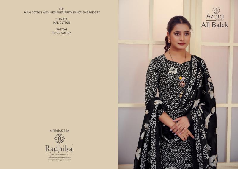 Radhika Azara All Black Cotton Dress Material Wholesale Catalog