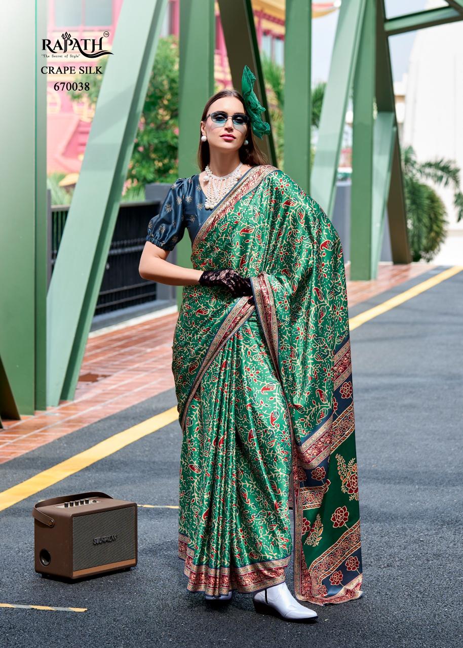 Rajpath Next Generation Ajrakh Printed Fancy Saree Wholesale Catalog