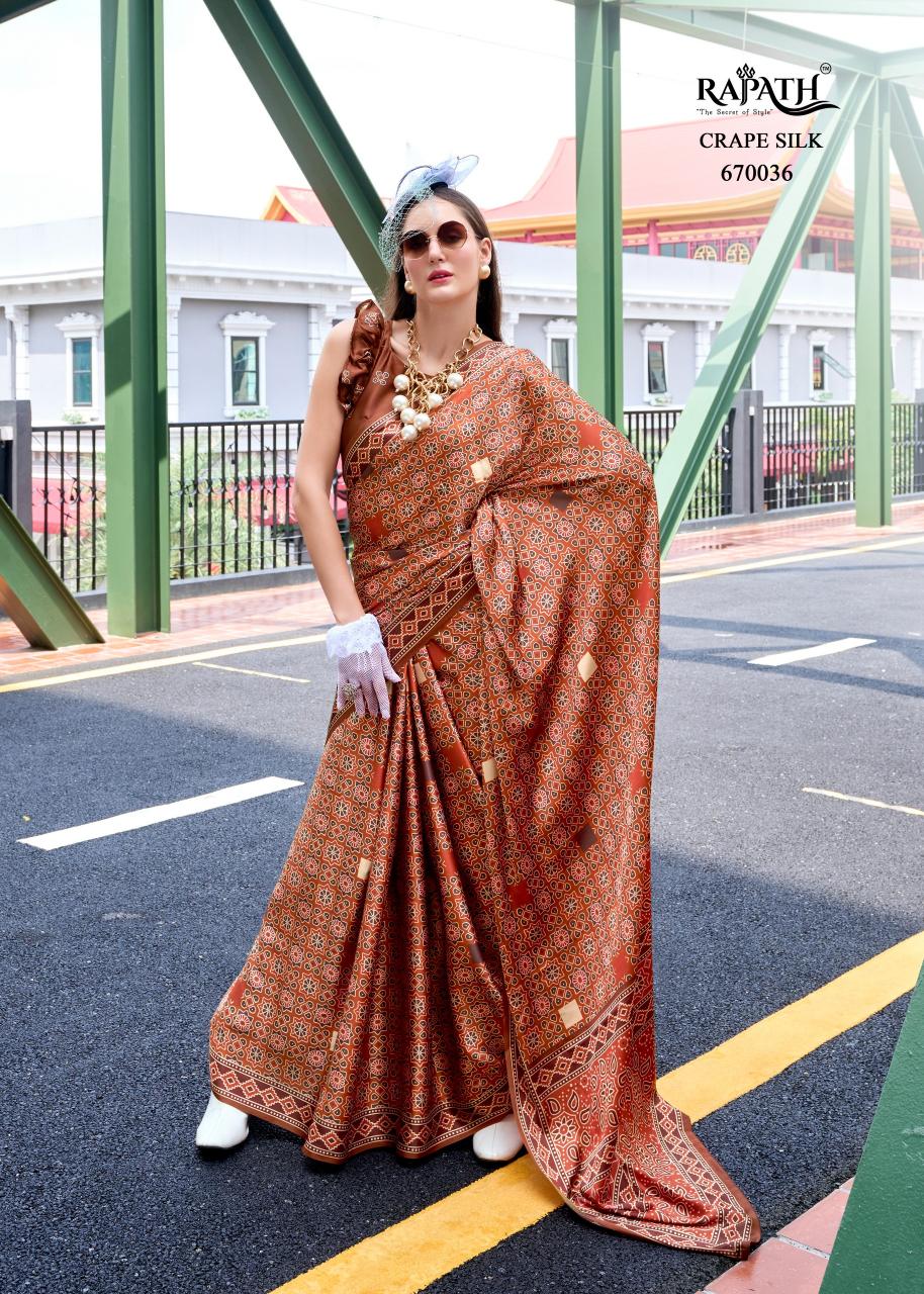 Rajpath Next Generation Ajrakh Printed Fancy Saree Wholesale Catalog