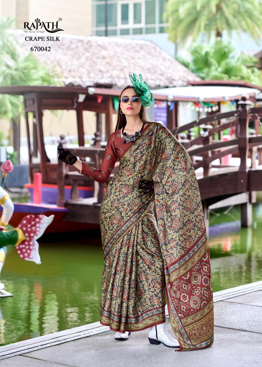 Rajpath Next Generation Ajrakh Printed Fancy Saree Wholesale Catalog
