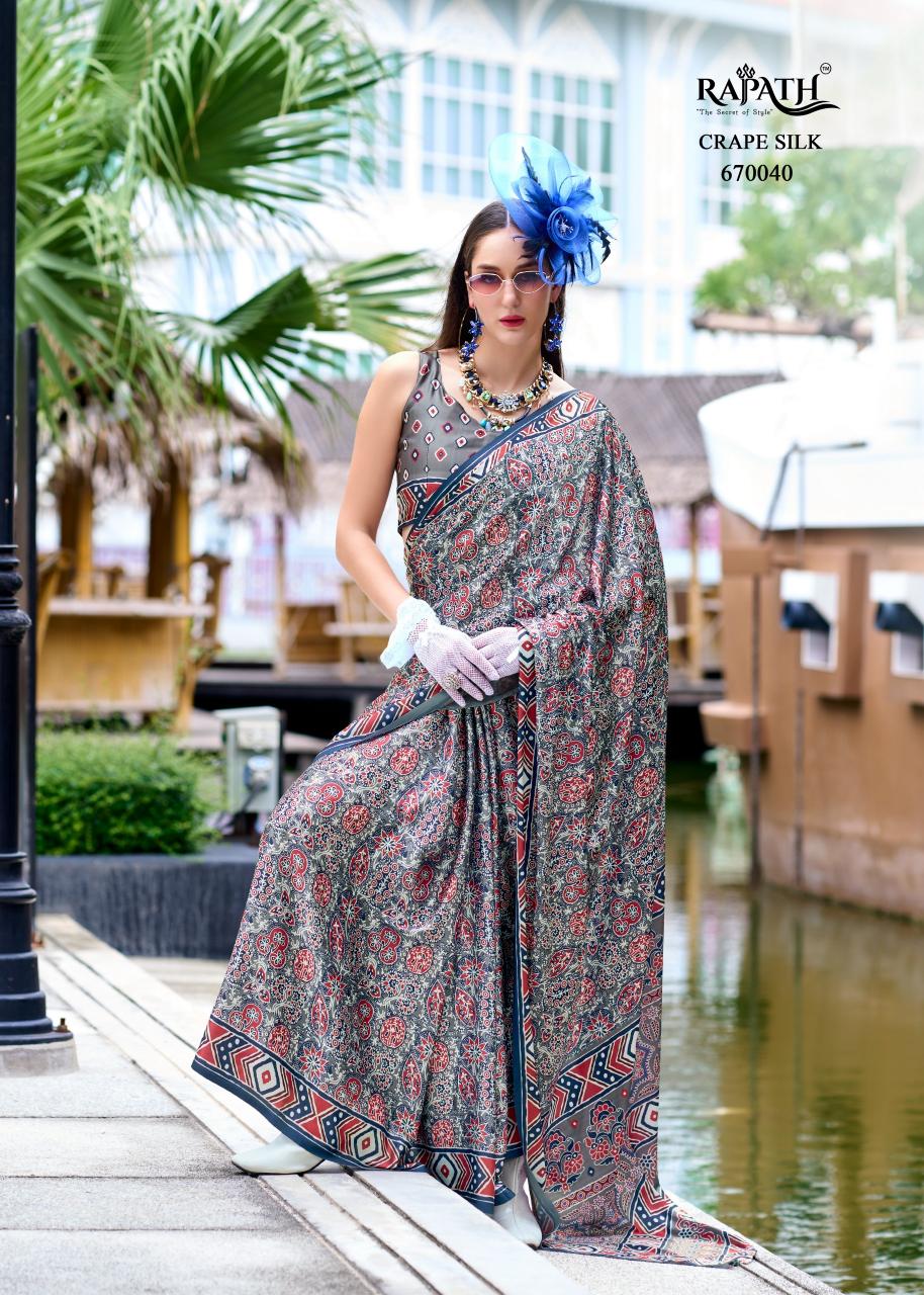 Rajpath Next Generation Ajrakh Printed Fancy Saree Wholesale Catalog