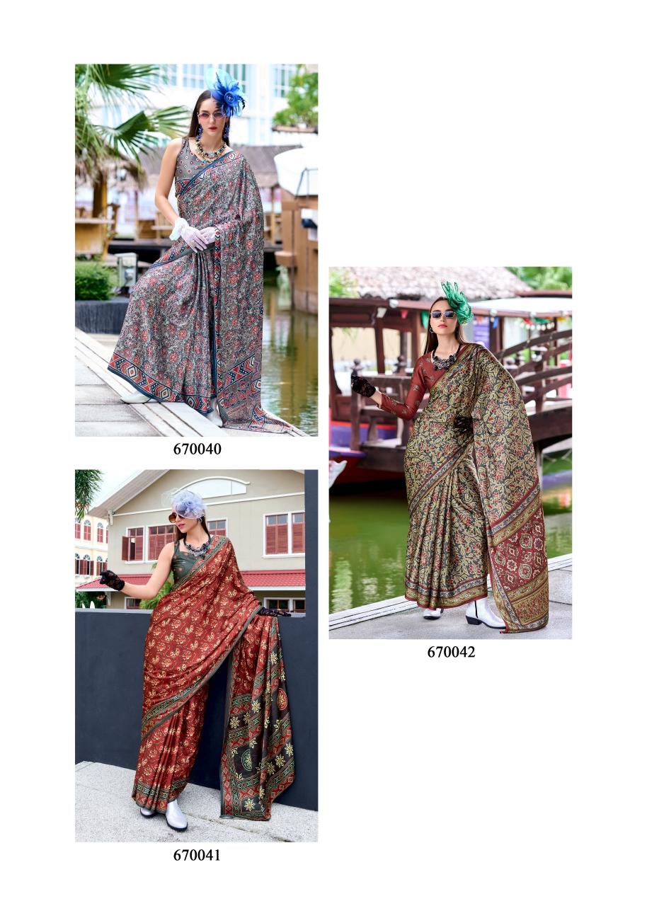 Rajpath Next Generation Ajrakh Printed Fancy Saree Wholesale Catalog