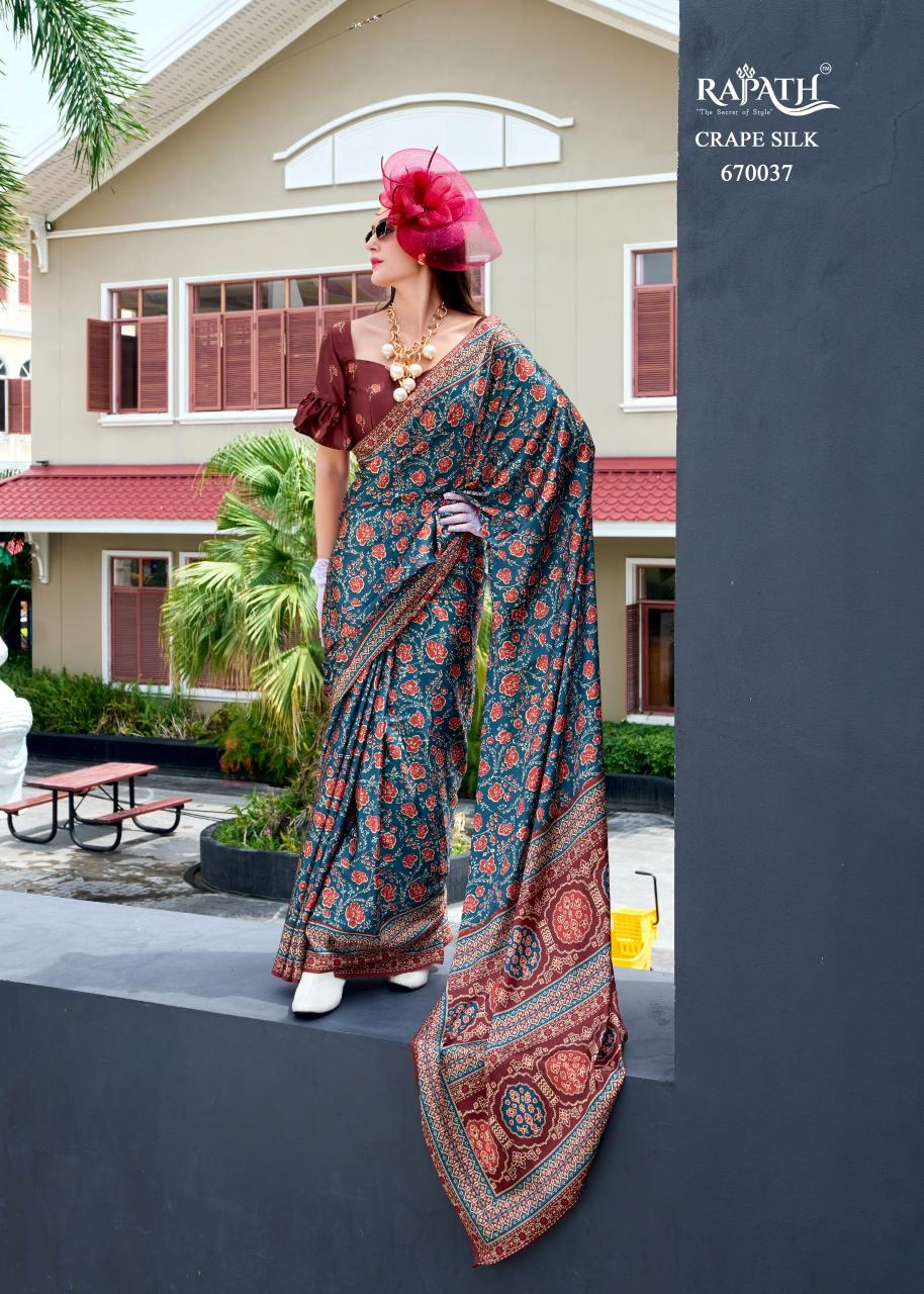 Rajpath Next Generation Ajrakh Printed Fancy Saree Wholesale Catalog