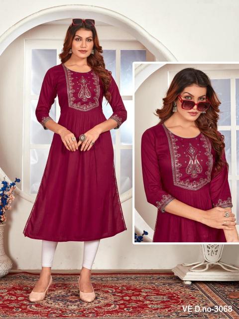 Sabella D no.3067 To 3072 Rayon Kurti Wholesale Catalog